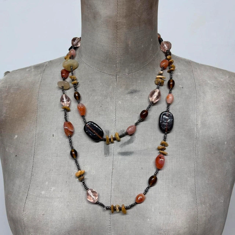 long crystal beaded boho necklace