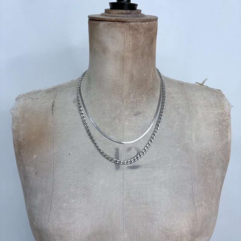 layered silver chain necklace