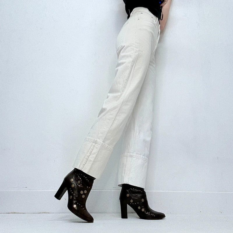 white zara cuffed jeans