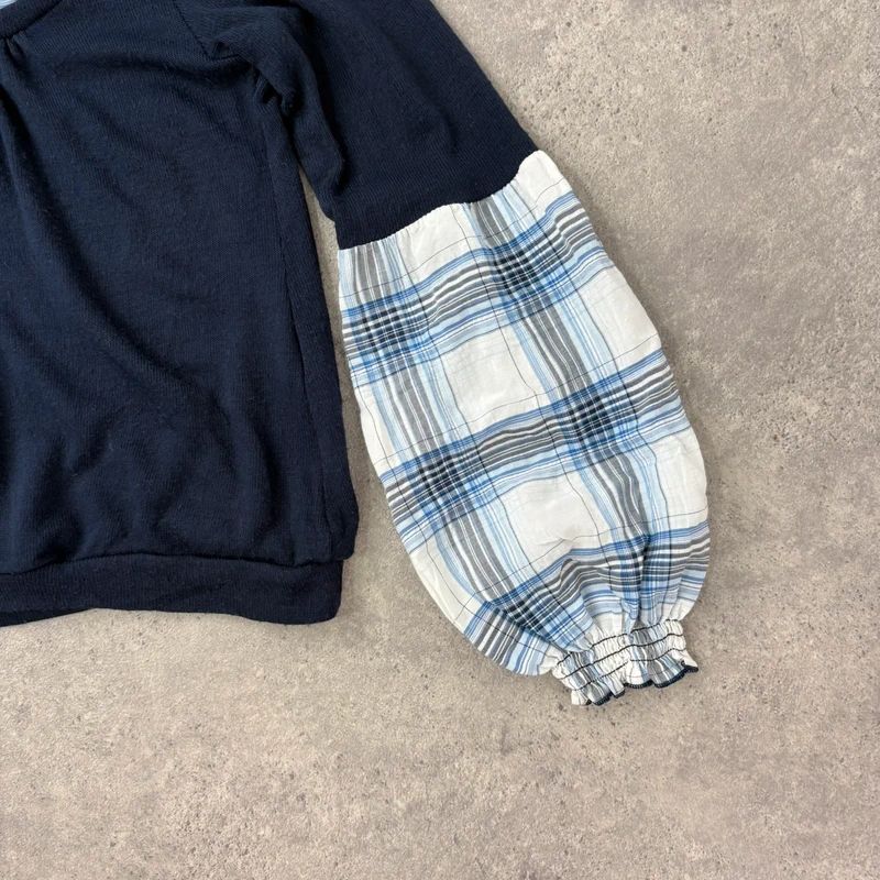navy layered shirt jumper
