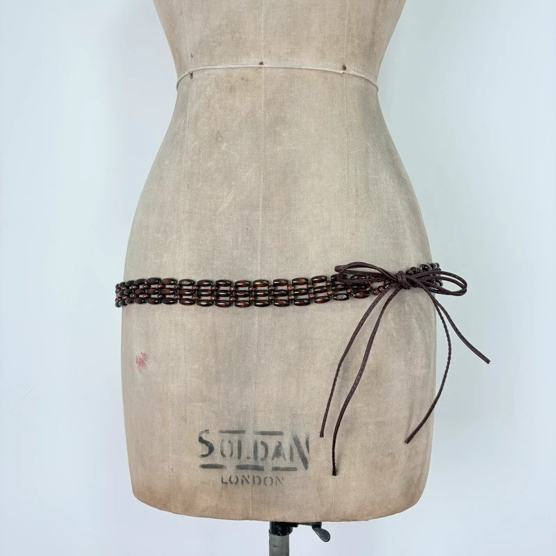 Brown beaded waist chain belt