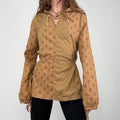 tan khaki printed cotton shirt