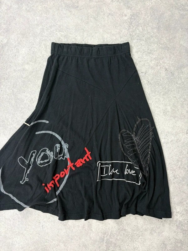 Black flared desigual midi skirt