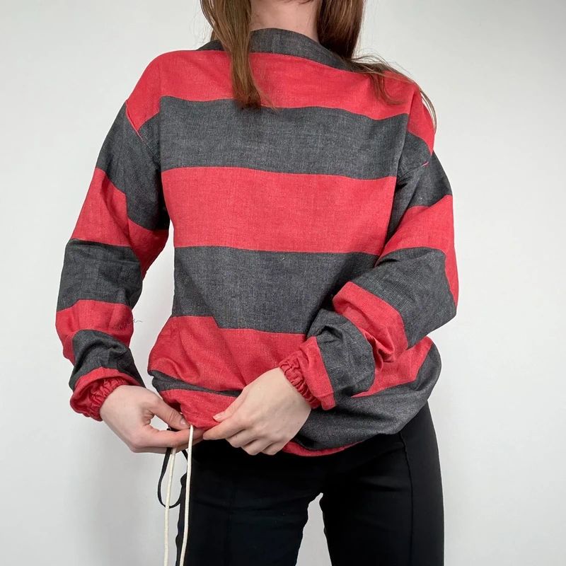 oversized striped cotton chore shirt