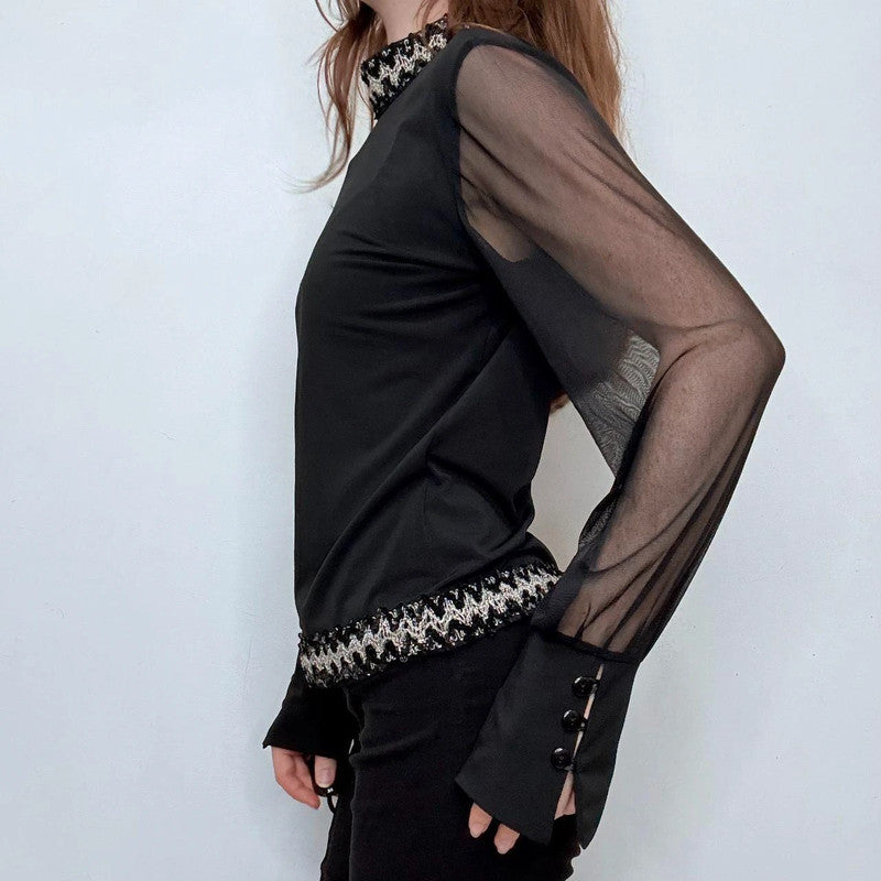 black puff sleeve grunge blouse