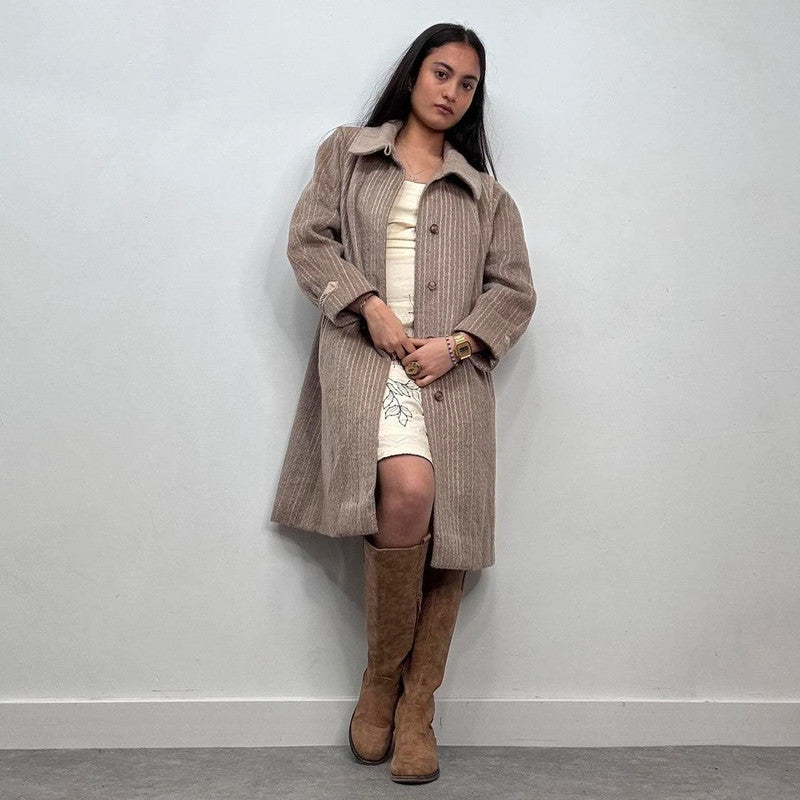 pinstripe wool slouchy trench coat