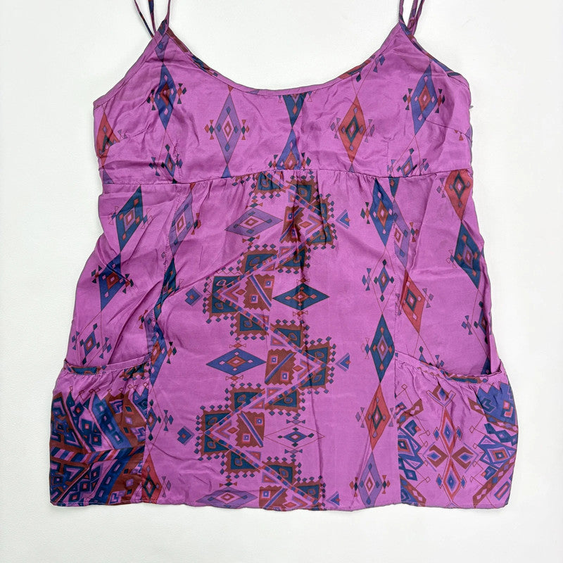 pink printed flared flutter vest