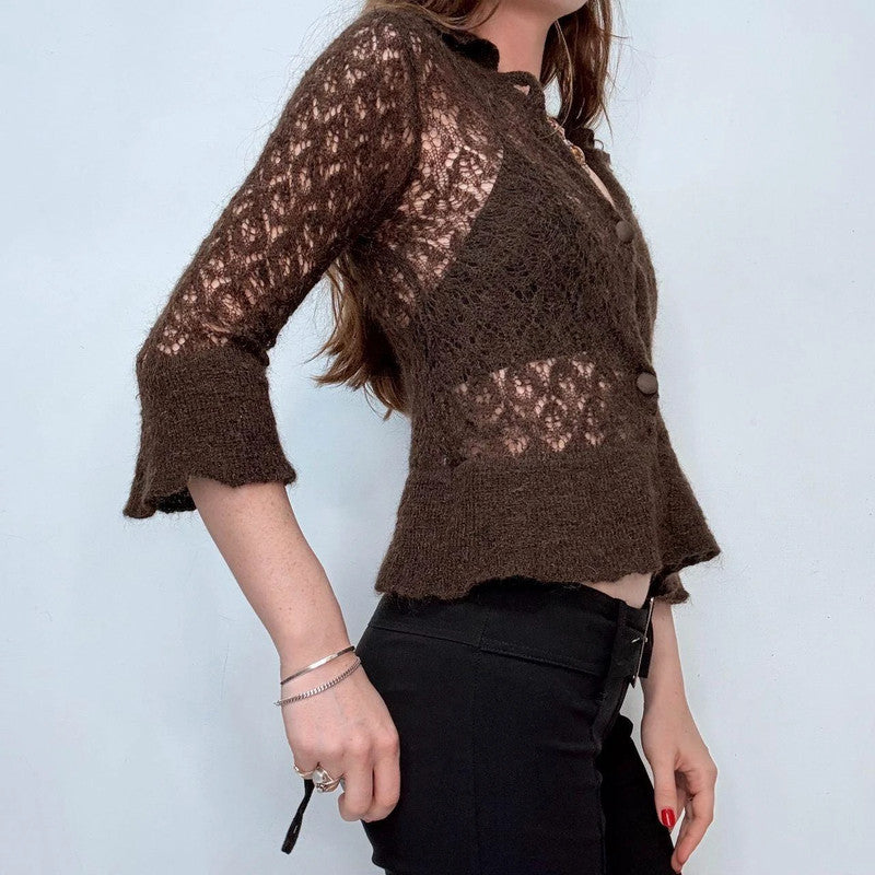 brown mohair Dior lace cardigan