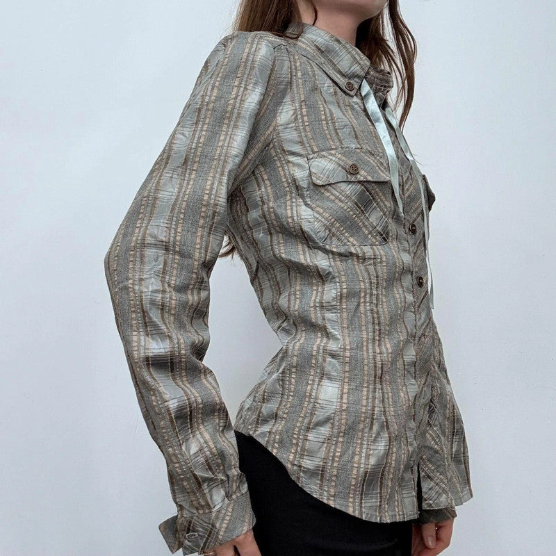 tartan checked flared grunge shirt