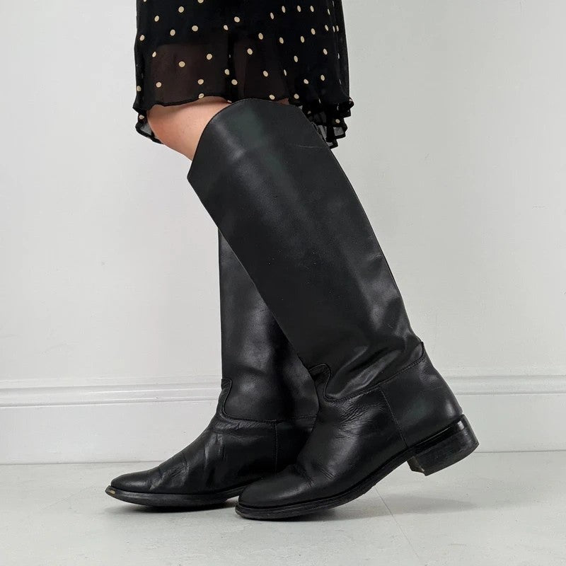 Valentino Black leather riding boots