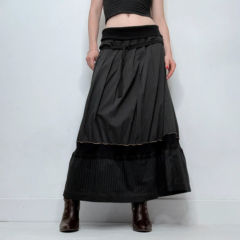 black Cop Copine pinstripe structured maxi skirt