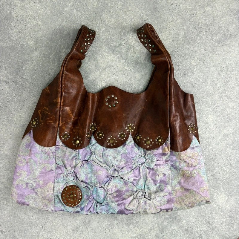 Boho patchwork studded hippy slouchy oversized bag