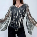 crinkle printed flared grunge top