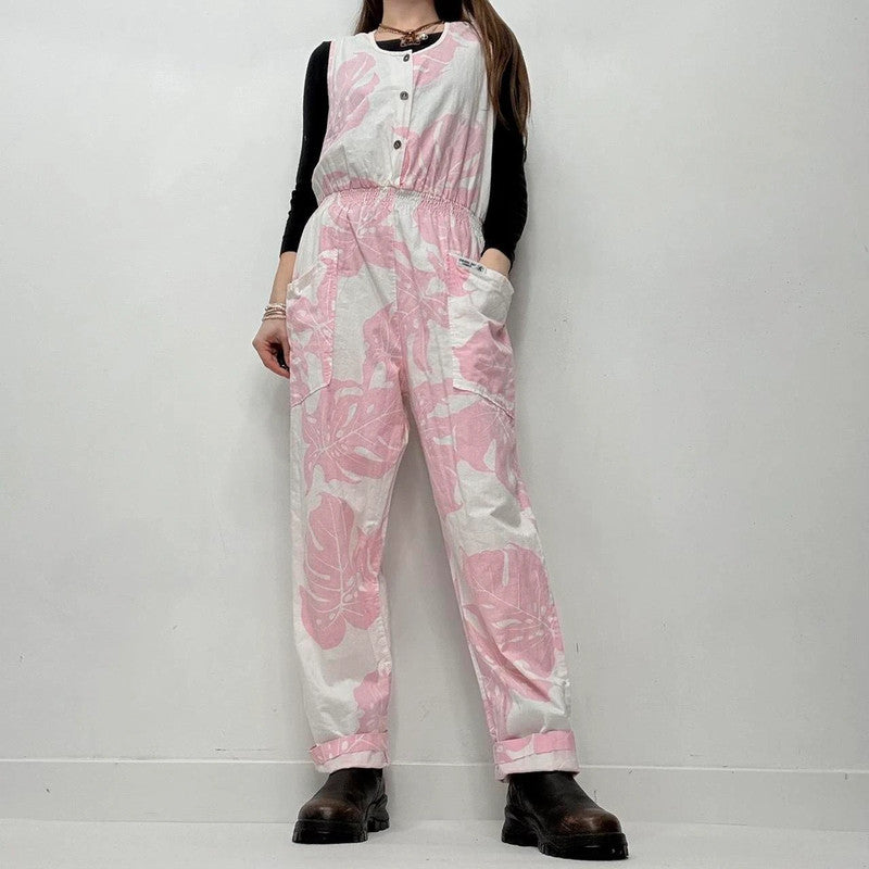 baggy cotton pink overalls