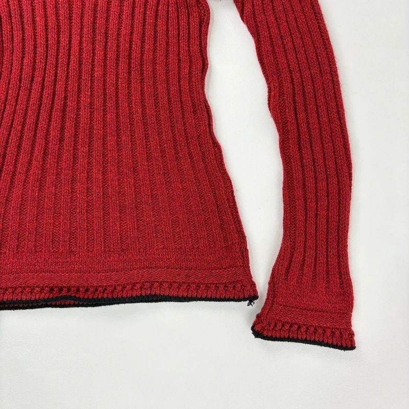 red wool ribbed knit jumper