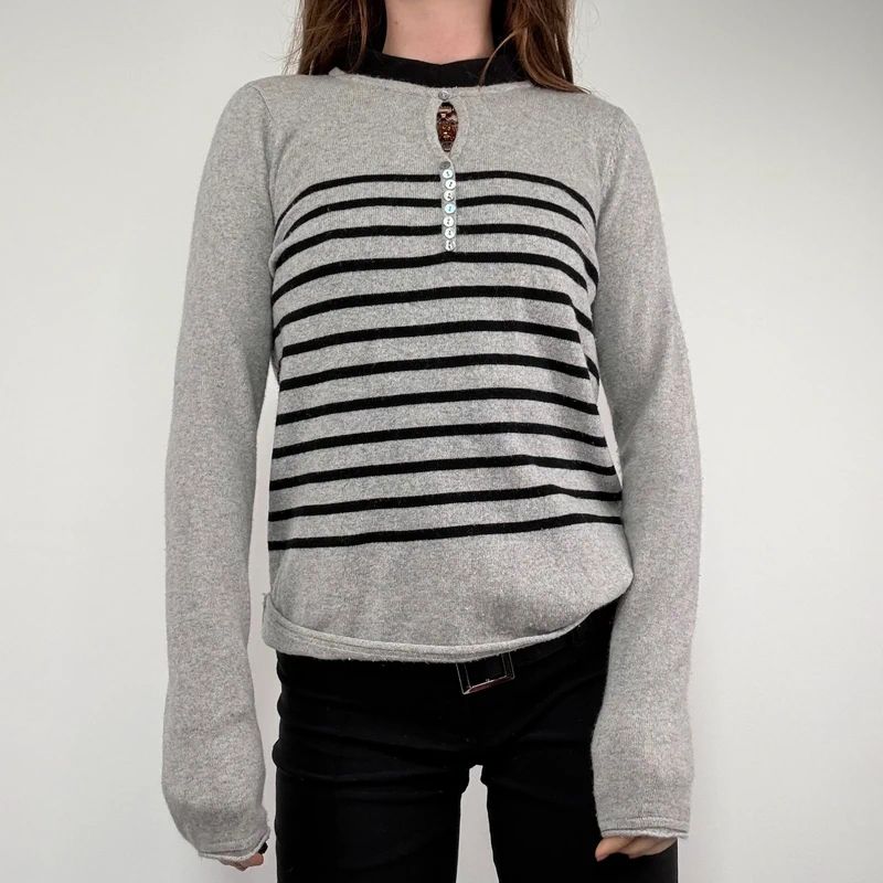 grey striped cashmere jumper