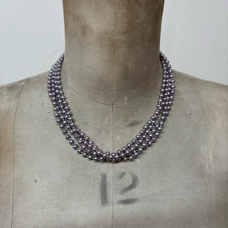 layered pearl metallic necklace