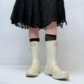white mid calf hunter boots