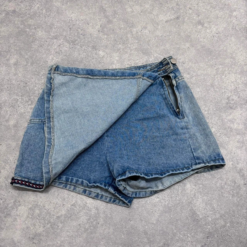asymmetric denim skort