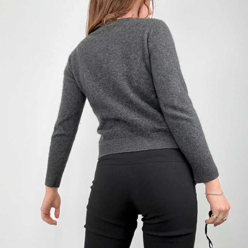 grey wool cropped fluffy cashmere jumper