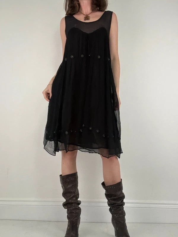 Grunge indie punky layered floaty black dress