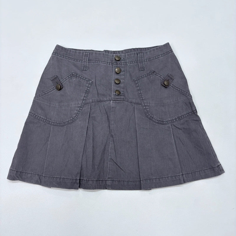 asymmetric grey distressed pleated mini skirt