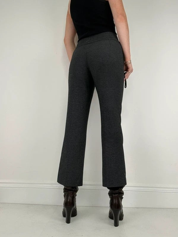 Grey thick waistband flared trousers