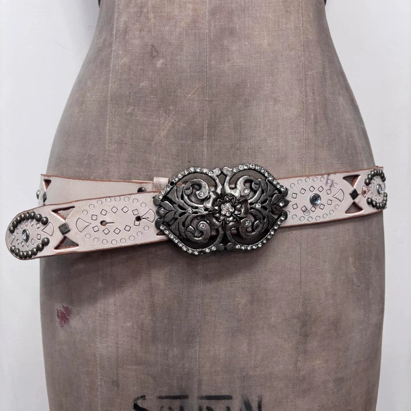 leather studded distressed belt