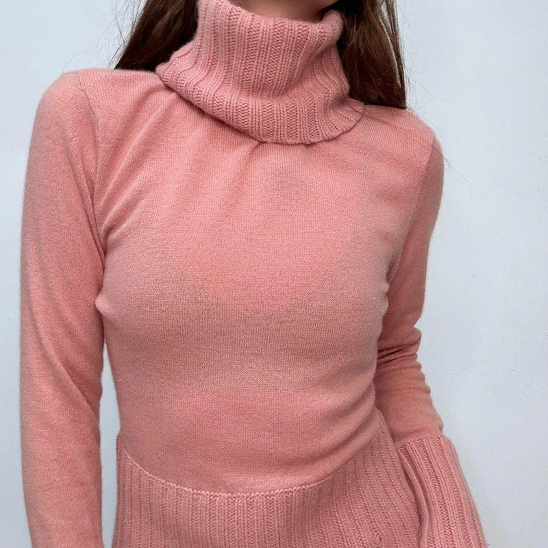 pink cashmere high neck jumper