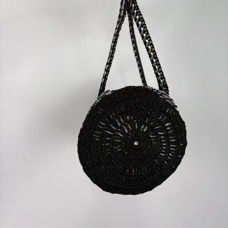 Vintage crochet can tab silver barrel handbag