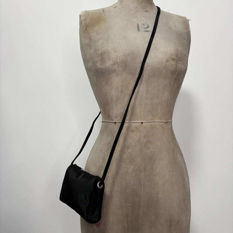 black nylon mini crossbody bag
