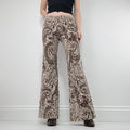 brown paisley flared trousers