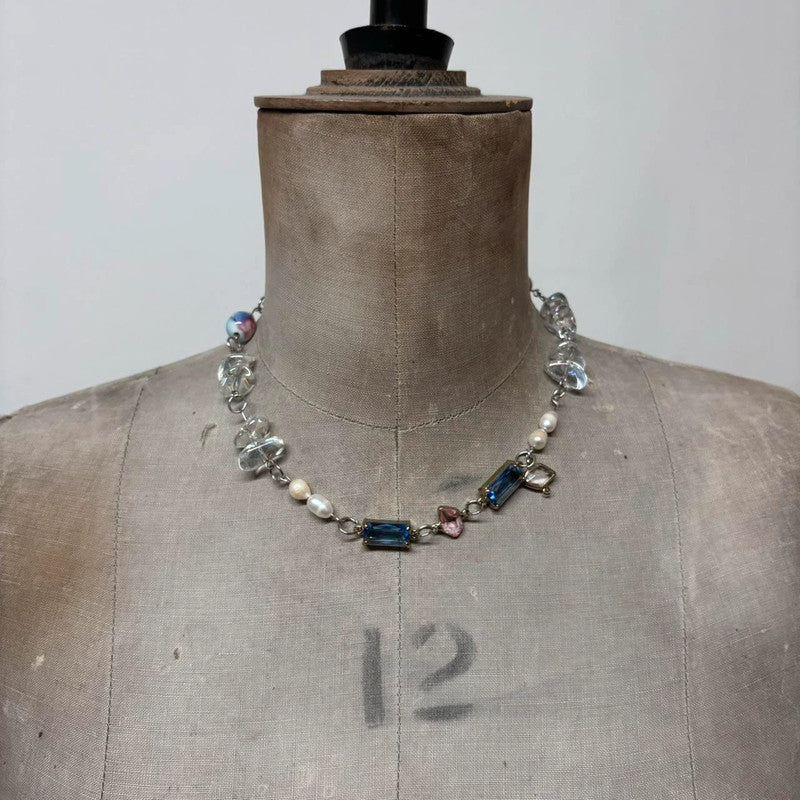 gemstone pearl crystal necklace