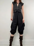 black grunge capri jumpsuit all in one