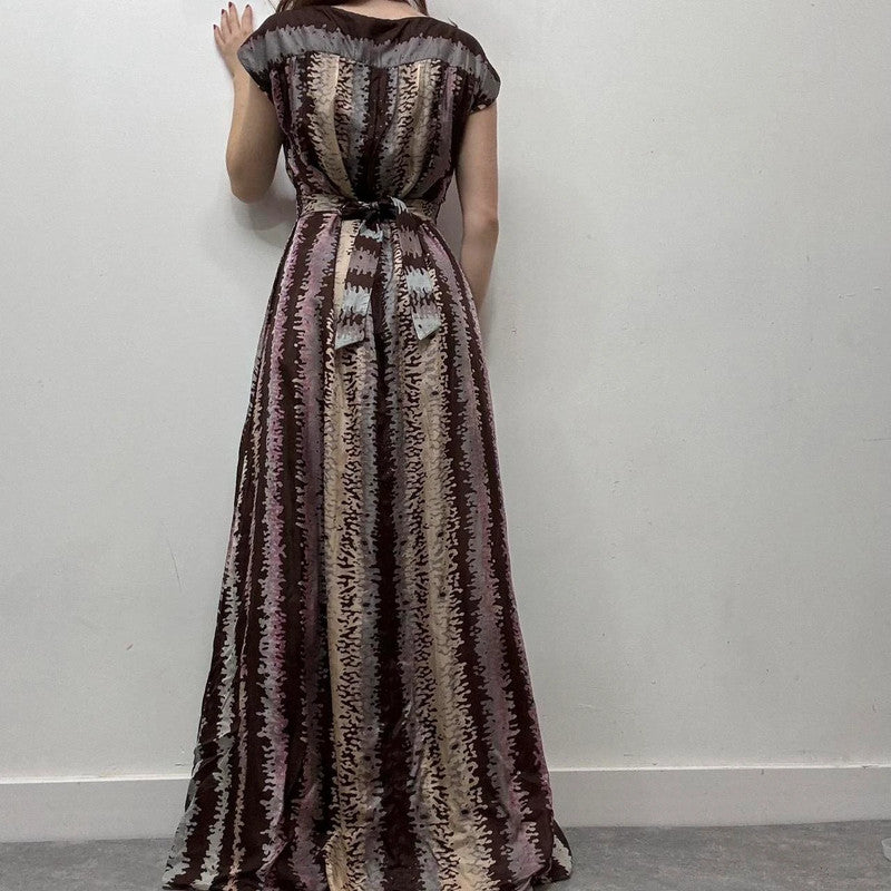 silk patterned floaty maxi dress