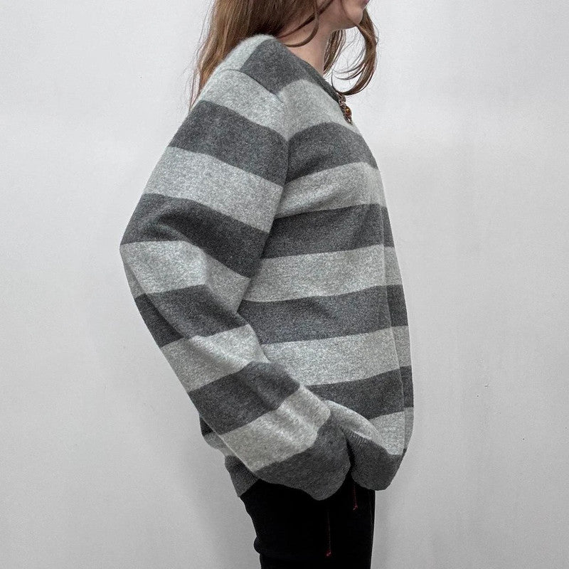 grey cashmere striped jumper