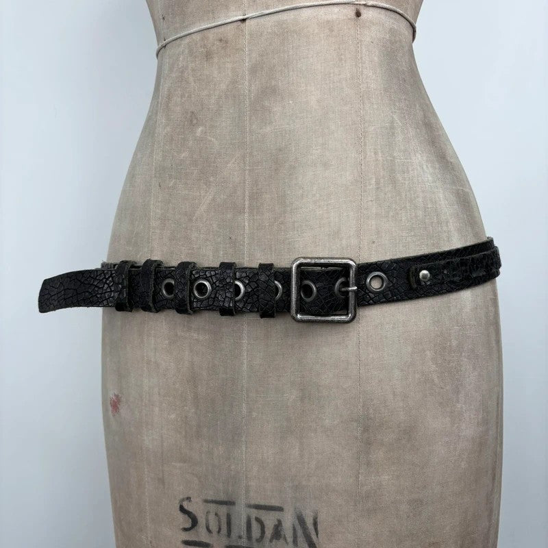 black leather eyelet cargo grunge belt