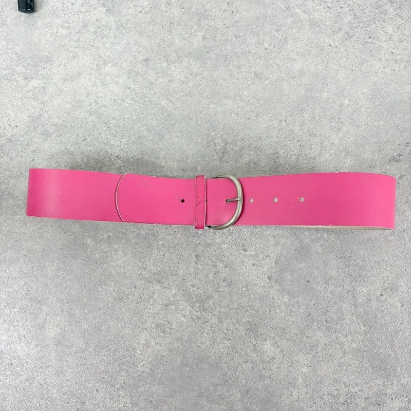 Pink leather chunky thick belt