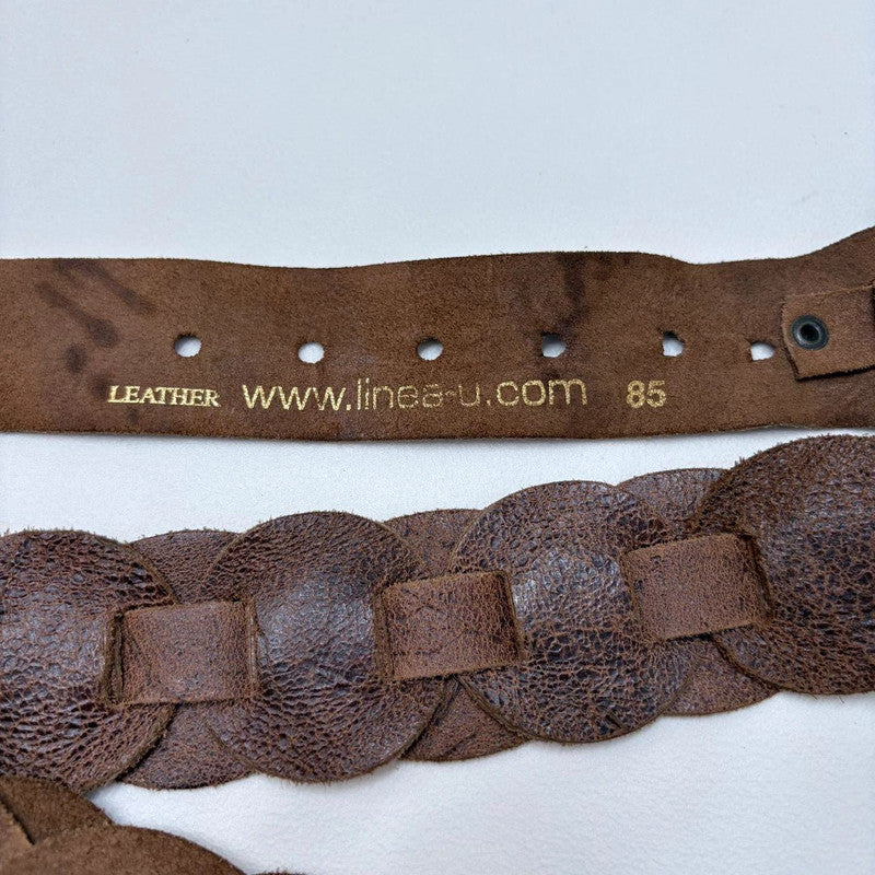 brown leather woven boho belt