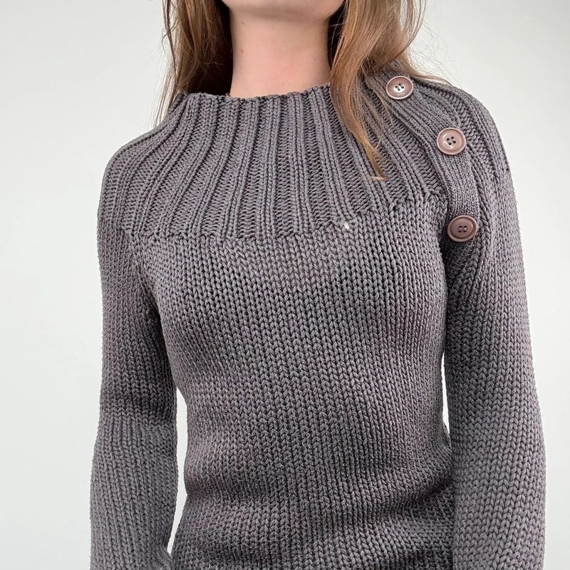 chunky knit ribbed funnel neck jumper