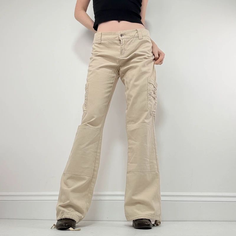 tan canvas wide leg spellout rip curl surfer pants