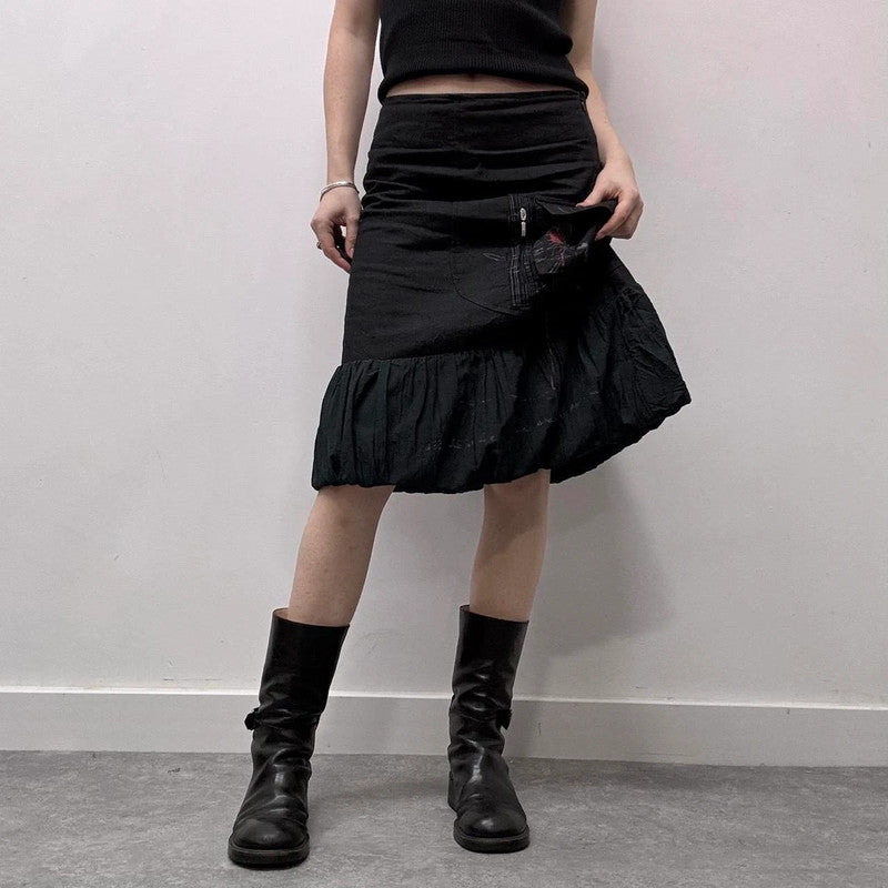 black cargo puffy grunge skirt