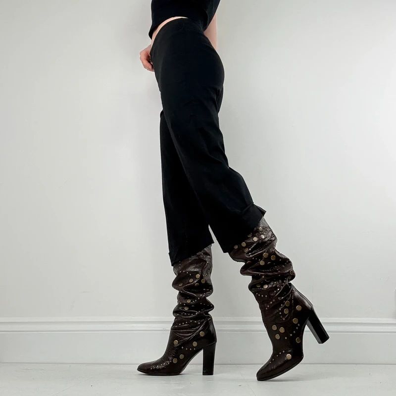 black cotton Cop Copine cropped structured trousers