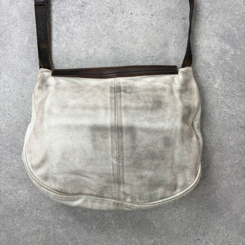 Distressed diesel leather slouchy messenger bag