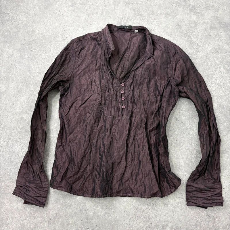crinkle flared gathered blouse