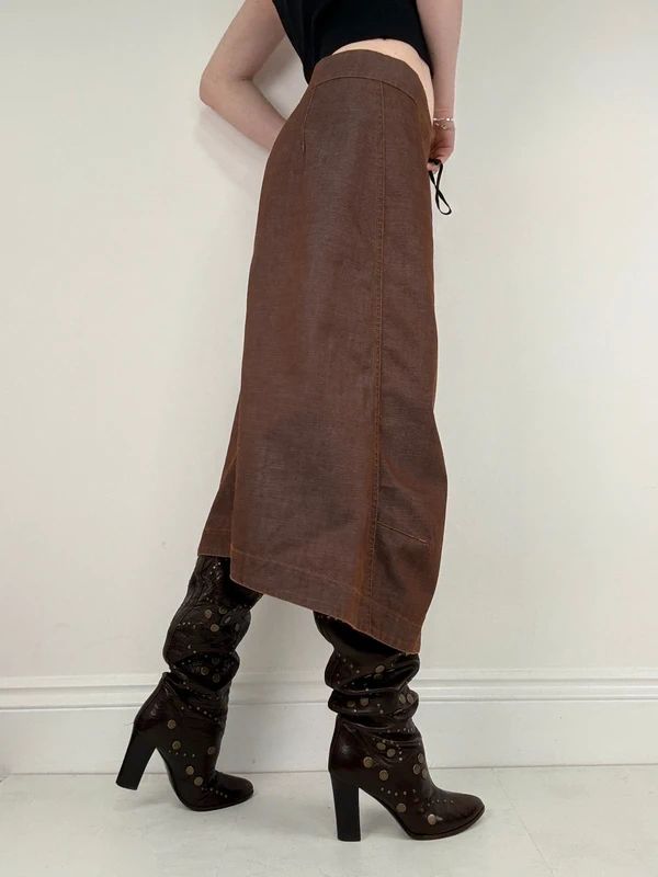 Cop Copine structured brown midi skirt
