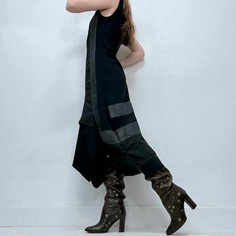 structured grunge flared maxi dress