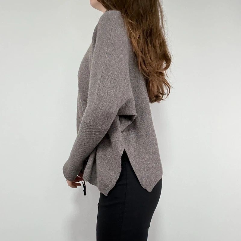 brown slouchy cashmere batwing jumper