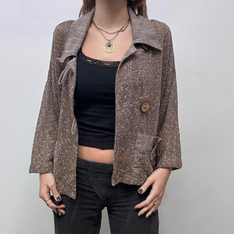 sheer slouchy archival boho knit jacket