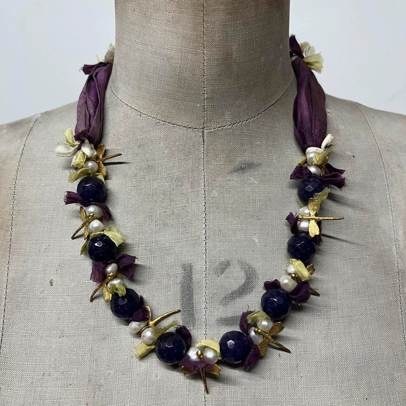 Silk beaded fairy necklace